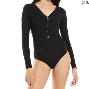 Z Supply Hannah Ribbed Henley Bodysuit